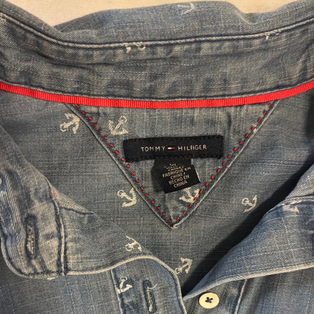 Tommy Hilfiger Light Blue Anchor Print Shirt - Picture 5 of 6
